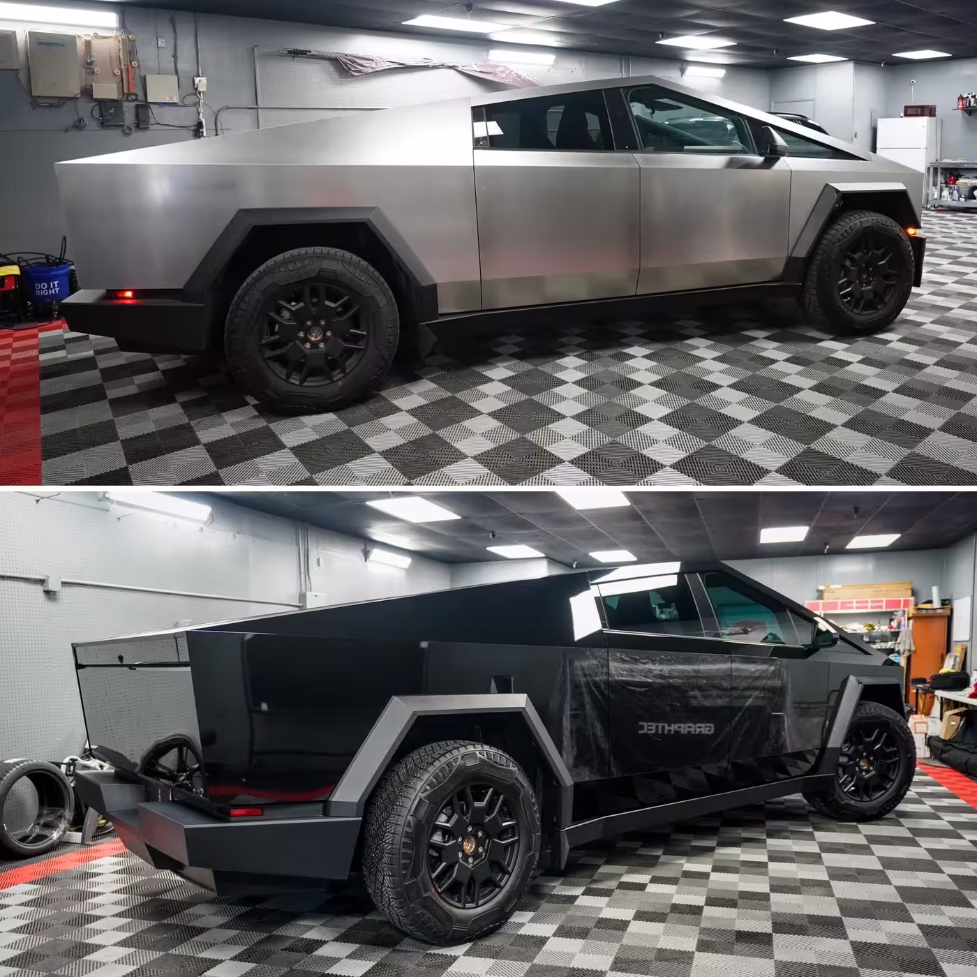 Cybertruck, before and after — Vinyl Wrap
